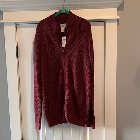 L.L. Bean Men's Deep Red Zip-Up Sweater